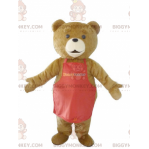 BIGGYMONKEY™ maskottiasu Ruskea karhunpentu punaisella esiliinalla - Karhun maskotti - BIGGYMONKEY_01233 - BiggyMonkey.com