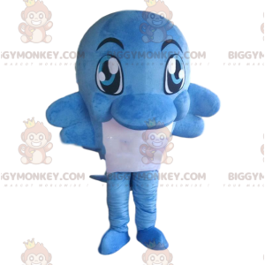 Blue and white dolphin BIGGYMONKEY™ mascot costume, giant fish
