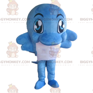 Costume da mascotte BIGGYMONKEY™ delfino blu e bianco, costume