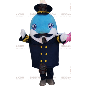 BIGGYMONKEY™ mascot costume of dolphin in captain outfit