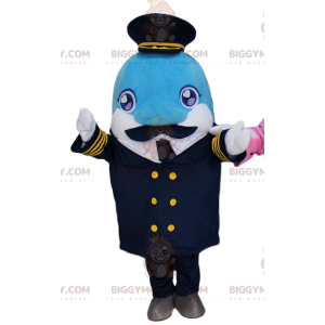 Traje de mascota BIGGYMONKEY™ de delfín con traje de capitán