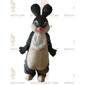 Traje de mascote BIGGYMONKEY™ de coelho cinza e branco, de