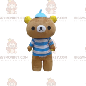 Στολή μασκότ BIGGYMONKEY™ Big Brown Bear με μπλούζα και καπέλο Sailor - Μασκότ αρκούδας - BIGGYMONKEY_010774 - BiggyMonkey.com