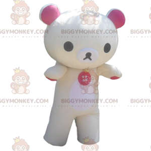 Yellow and white teddy bear BIGGYMONKEY™ mascot costume, teddy