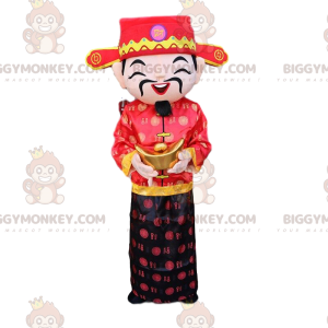 Asian Man BIGGYMONKEY™ Mascot Costume, God of Wealth Costume -