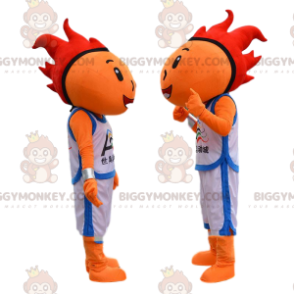 Orange basketspelare med rött hår BIGGYMONKEY™ maskotdräkt -