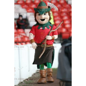 Robin Hood BIGGYMONKEY™ Maskottchenkostüm in rot-grünem Outfit