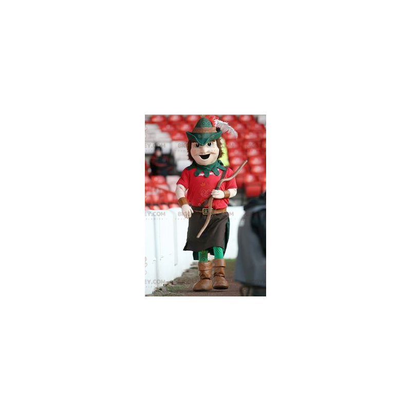 Robin Hood BIGGYMONKEY™ Mascot Costume in Red and Green Outfit