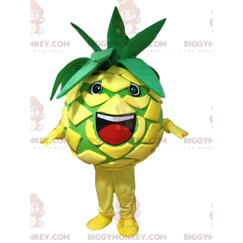 BIGGYMONKEY™ maskotdräkt gul och grön ananas, exotisk BIGGYMONKEY™ maskotdräkt gul och grön ananas, exotisk
