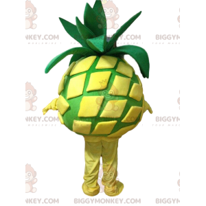BIGGYMONKEY™ maskot kostume gul og grøn ananas, eksotisk frugt