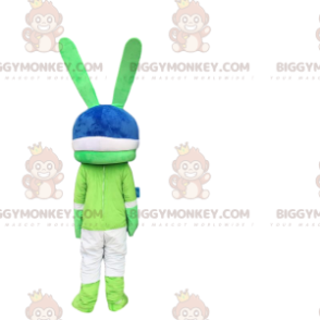 BIGGYMONKEY™ maskottiasu Green Rabbit, jättiläinen, kypärä