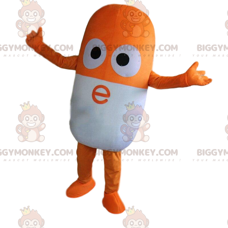 Disfraz de mascota de píldora naranja y blanca BIGGYMONKEY™