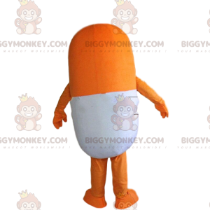 Orange och vitt piller BIGGYMONKEY™ maskotdräkt, gigantisk