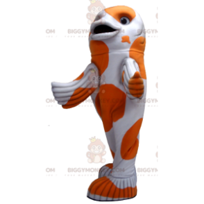 Costume da mascotte BIGGYMONKEY™ pesce bianco e arancione -
