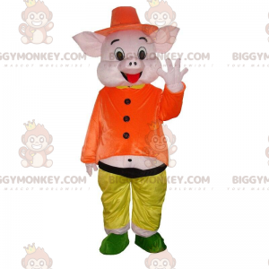 BIGGYMONKEY™ maskotkostume af en af grisene fra "3 små grise" -