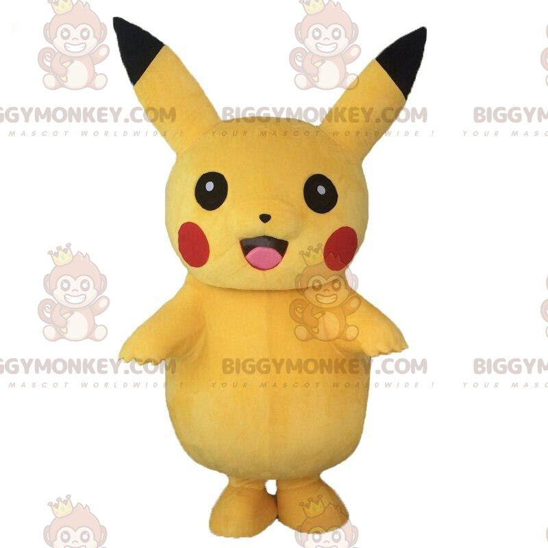 Traje de mascote BIGGYMONKEY™ de Pikachu, o famoso Pokémon amarelo do mangá