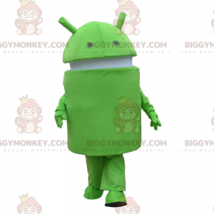 BIGGYMONKEY™ Android mascot costume, green and white robot