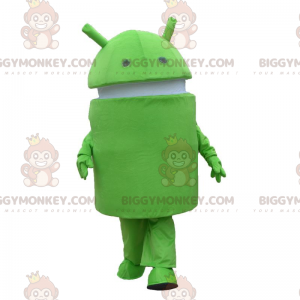 Στολή μασκότ BIGGYMONKEY™ Android, πράσινη και λευκή στολή
