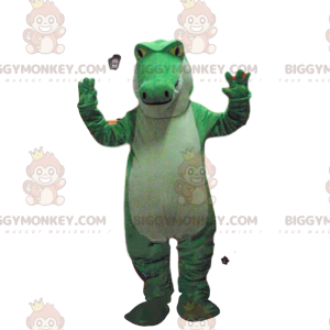 Grün-weißes Krokodil BIGGYMONKEY™ Maskottchenkostüm