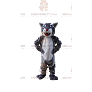 BIGGYMONKEY™ costume mascotte tigre grigia e bianca, costume