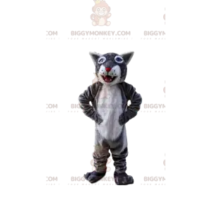 BIGGYMONKEY™ Maskottchenkostüm grauer und weißer Tiger