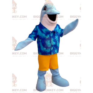 Blue and White Dolphin BIGGYMONKEY™ Mascot Costume with