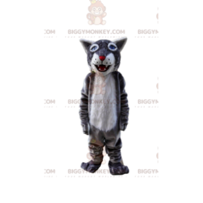BIGGYMONKEY™ mascot costume gray and white tiger, giant feline