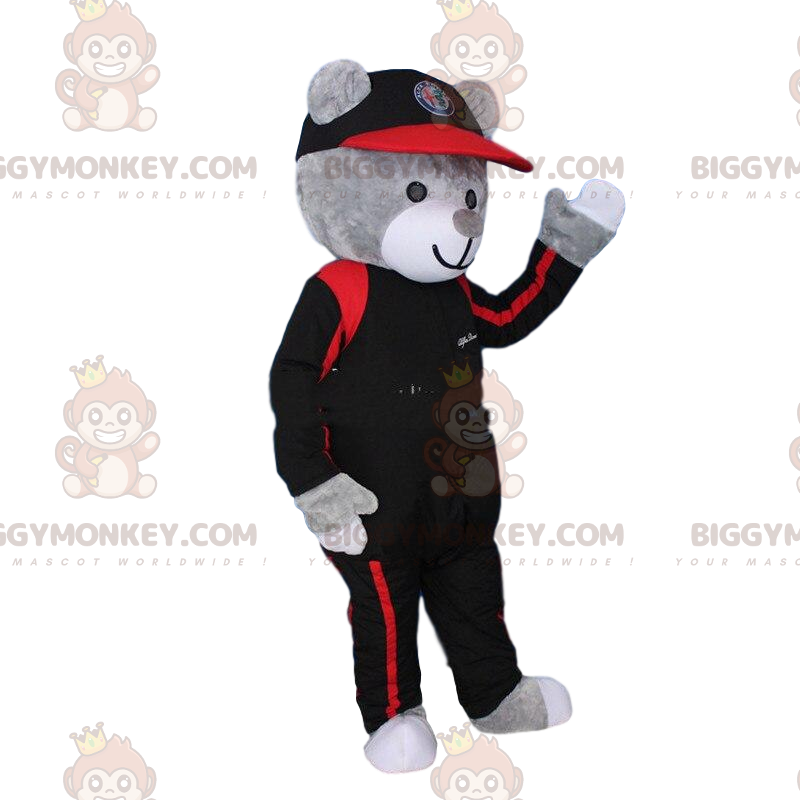 Fato de mascote BIGGYMONKEY™ de peluche cinzento vestido de