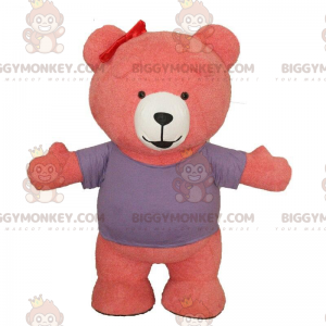Fantasia de mascote BIGGYMONKEY™ ursinho rosa e branco