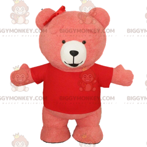 Giant Pink Teddy BIGGYMONKEY™ Mascot Costume, Smiling Pink Bear