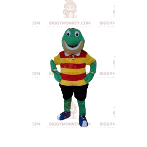 BIGGYMONKEY™ Groene kikker mascotte kostuum met kleurrijke