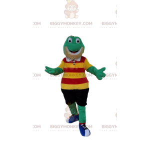 BIGGYMONKEY™ Groene kikker mascotte kostuum met kleurrijke
