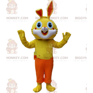 BIGGYMONKEY™ maskotdräkt gul kanin med orange byxor