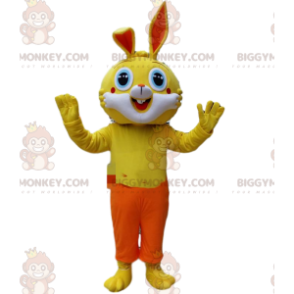 BIGGYMONKEY™ Maskottchenkostüm gelber Hase mit orangefarbener