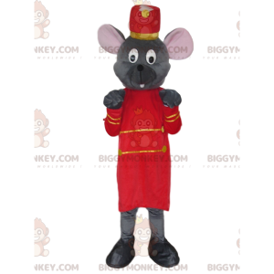 BIGGYMONKEY™-mascottekostuum grijze muis in butler-outfit -
