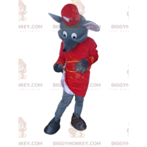 Kostým BIGGYMONKEY™ maskota šedé myši v outfitu Butler - Myš maskot - BIGGYMONKEY_010828 - BiggyMonkey.com