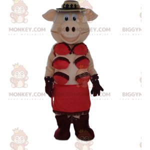 Cabaret gris BIGGYMONKEY™ maskot kostume, kabaret fancy kjole -