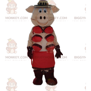 Costume de mascotte BIGGYMONKEY™ de cochon de cabaret