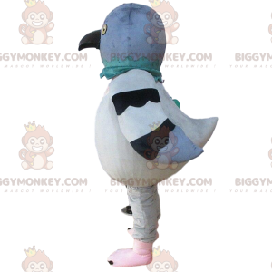 BIGGYMONKEY™ traje de mascote pombo gigante, cinza e branco