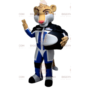 BIGGYMONKEY™ Mascot Costume Leopard Tiger In Pilot Outfit -