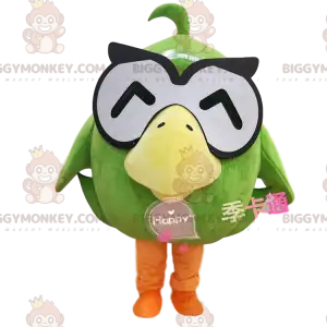 BIGGYMONKEY™ mascot costume big green duck with glasses, bird
