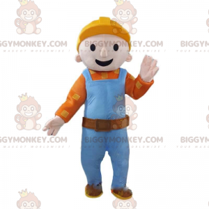 BIGGYMONKEY™ Costume da mascotte da uomo, operaio con elmetto e