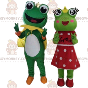 2 BIGGYMONKEY™s Maskottchen aus Fröschen, Prinz und Prinzessin