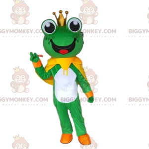 Frog BIGGYMONKEY™ mascot costume with crown, prince costume -