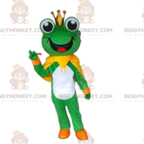 Kostým maskota žáby BIGGYMONKEY™ s korunou, kostým prince - Žabí maskoti - BIGGYMONKEY_010845 - BiggyMonkey.com