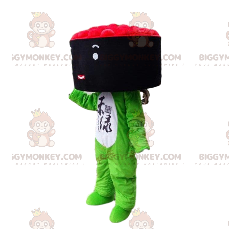 Mascote BIGGYMONKEY™ Traje de maki, sushi gigante com ovas de Mascote BIGGYMONKEY™ Traje de maki, sushi gigante com ovas de