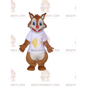 BIGGYMONKEY™ maskot kostume brunt og hvidt egern, skov kostume