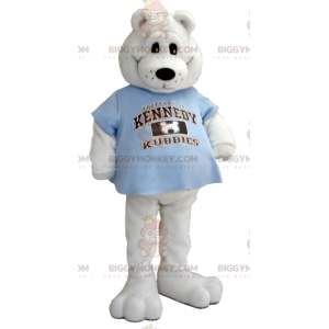Fato de mascote de urso polar BIGGYMONKEY™ com t-shirt azul –