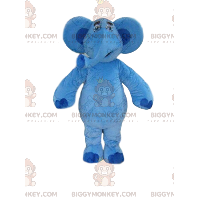 Blauwe olifant BIGGYMONKEY™ mascottekostuum, groot pluche Blauwe olifant BIGGYMONKEY™ mascottekostuum, groot pluche