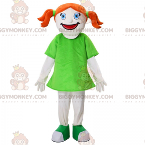 BIGGYMONKEY™ rødhåret pigemaskotkostume, børnekostume med